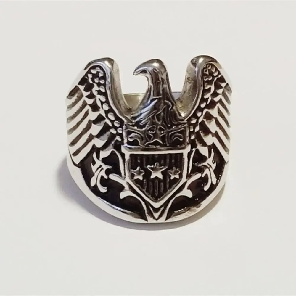 316L stainless steel Eagle silver biker ring size‎ 10